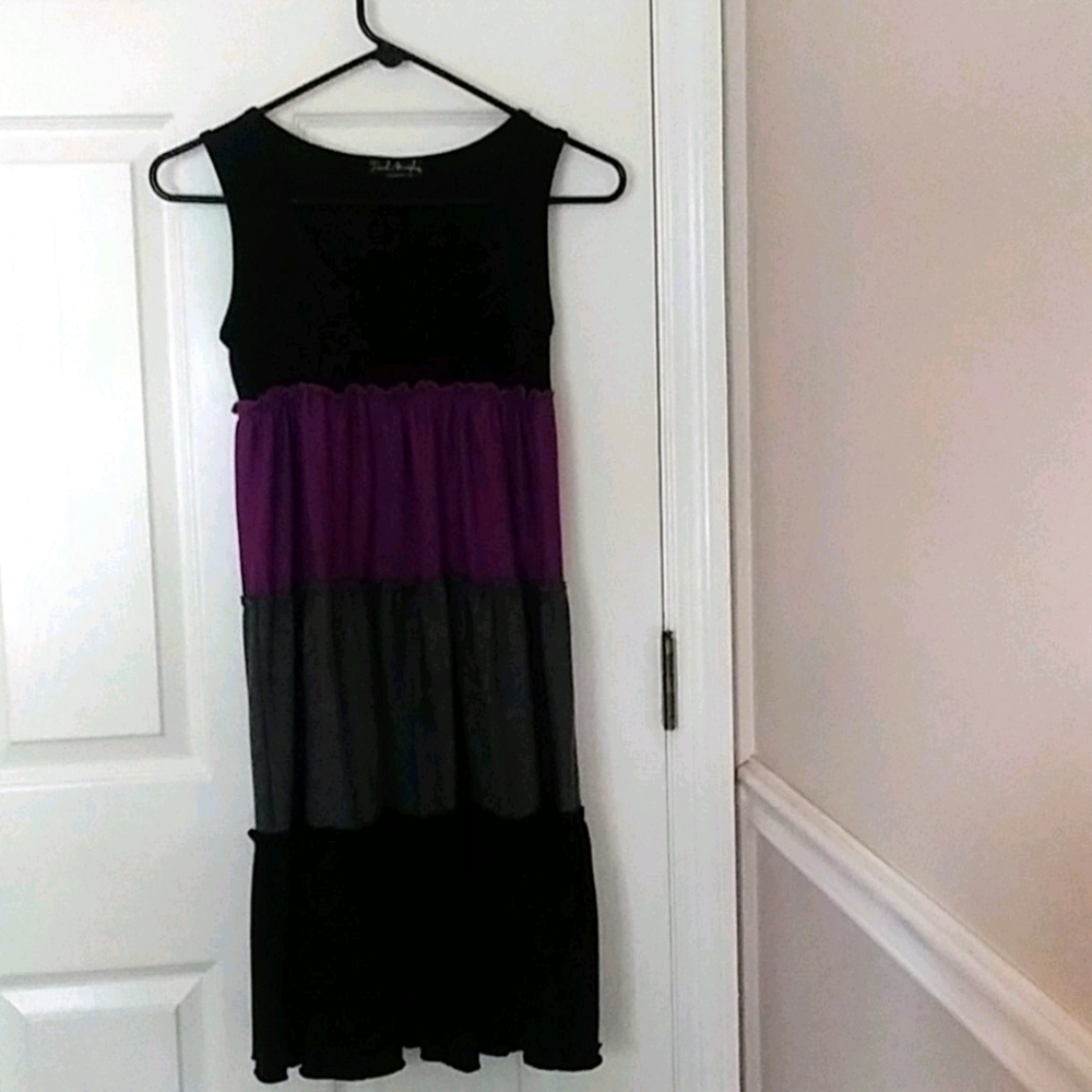 Womans black purple and grey tank dress